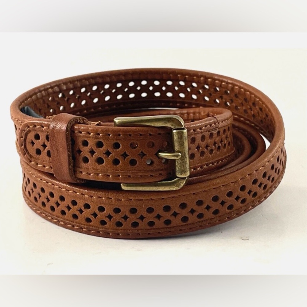 J. Crew | Narrow Brown Perforated Leather Belt